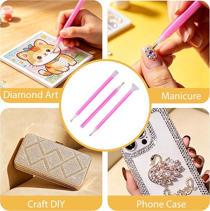 Chailotey Diamond Art Tools and Accessories for Diamond Painting Kits | 25PCS Complete Diamond Art Supplies, 15 Diamond Painting Pens, 5 Trays and 5 Wax for DIY Diamond Painting Craft