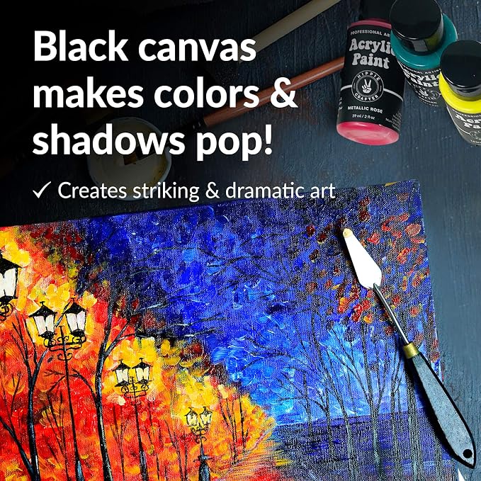 Black Canvas Panels for Painting, 20 Pack, 5x7 Inch Gesso-Primed Boards for Oil, Acrylic & Watercolor, Blank Art Canvas for Artists