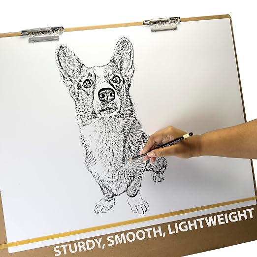 Officemate Artist Sketch Board with Handle, Portable Drawing Board, Tempered Hardboard Surface with Dual Clips & Rubber Band, Art Board for Studio, Classroom & Field Use, 23″ x 26″ (83099)