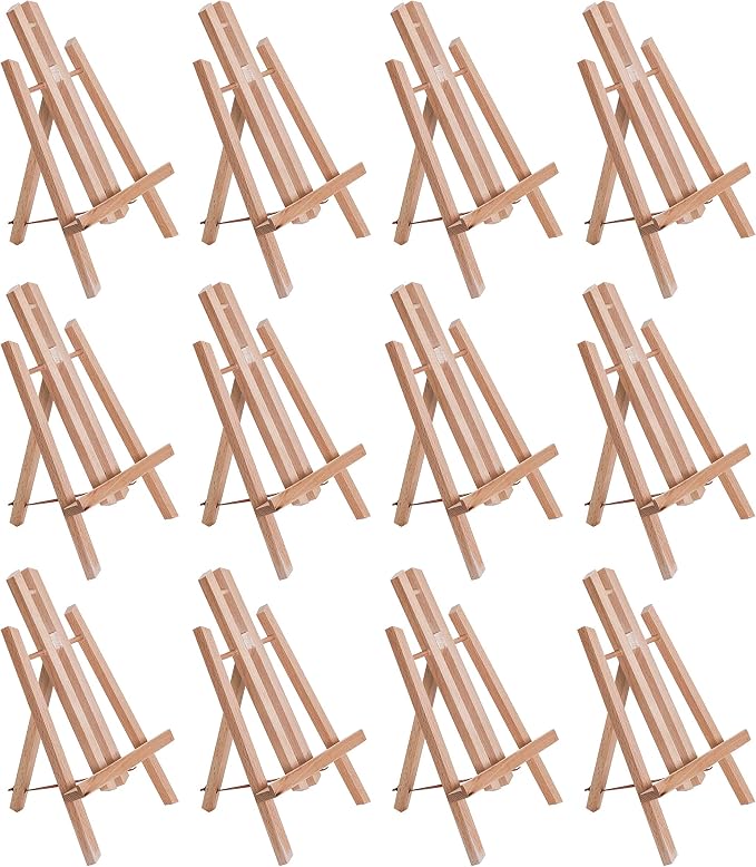 U.S. Art Supply 11" Small Tabletop Display Easel - Beechwood, Pack of 12 | Artist A-Frame Display Stand, Wooden Easel for Painting, Canvas Stand, Classrooms Events Photo Picture Sign Holder