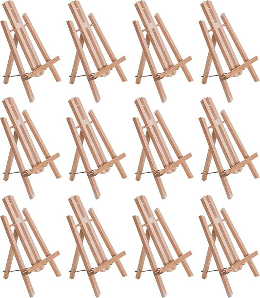 U.S. Art Supply 11" Small Tabletop Display Easel - Beechwood, Pack of 12 | Artist A-Frame Display Stand, Wooden Easel for Painting, Canvas Stand, Classrooms Events Photo Picture Sign Holder