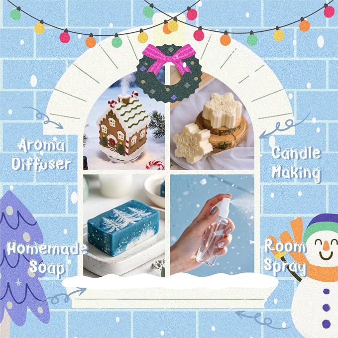 ARVIDSSON Winter Essential Oils Set, Holiday Fragrance Oil for Diffuser， Candle Making - Cinnamon, Christmas Wreath, Apple Cider, Gingerbread, Cranberry, Winter Mint Scented Oils for Home