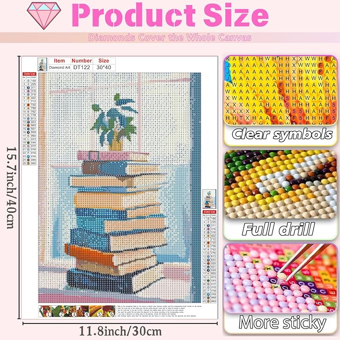 DAZZLEDOTS Diamond Art Kits, Plant on Book Stack Diamond Painting