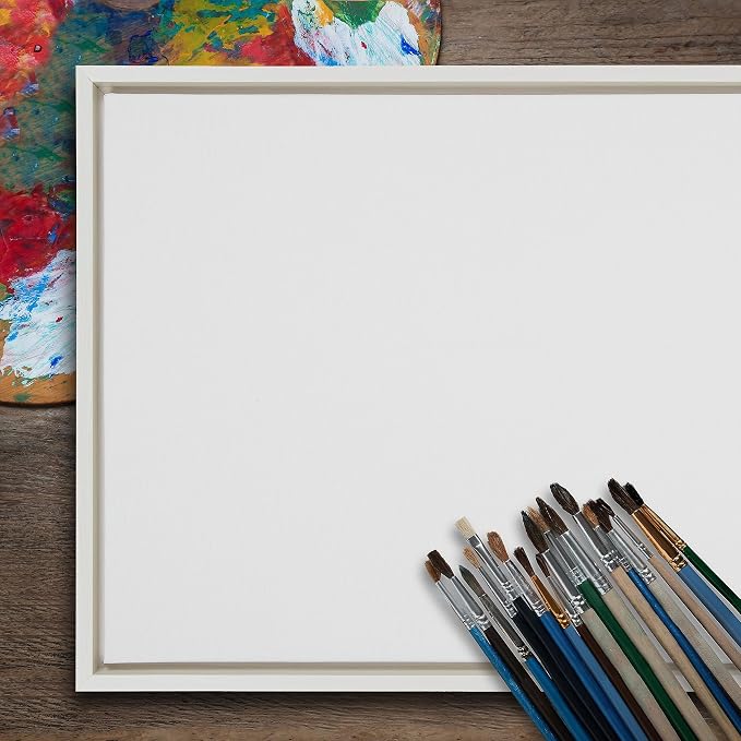 Kate and Laurel Sylvie Blank Framed Canvas Wall Art, 18x40 White, Modern Empty Canvas for Paint-Your-Own Art, Premium Framed