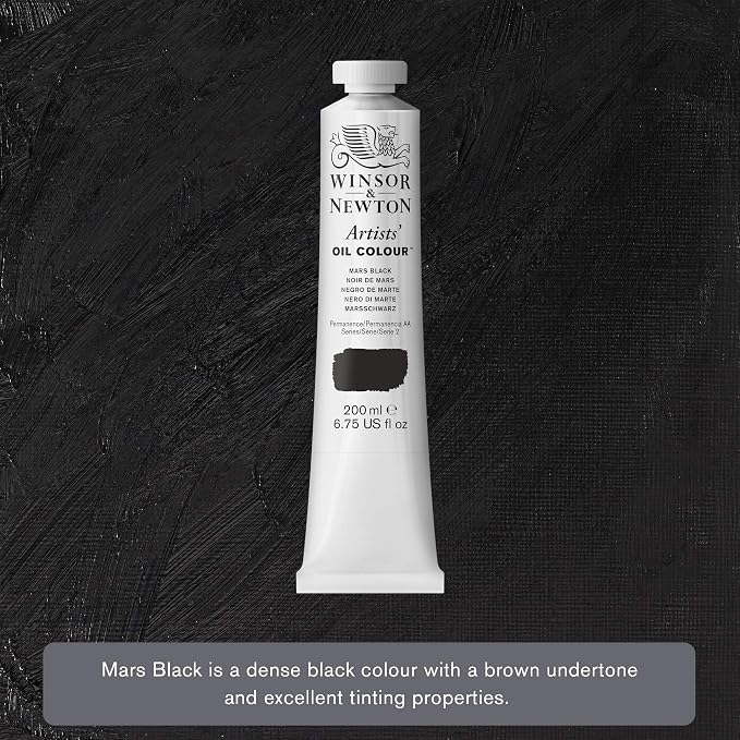 Winsor & Newton Artists' Oil Paint, 200ml Tube, Mars Black