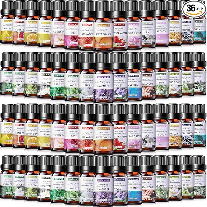 Nuanchu 36 Pcs Essential Oil Set for Diffusers Perfume Candle Soap Making