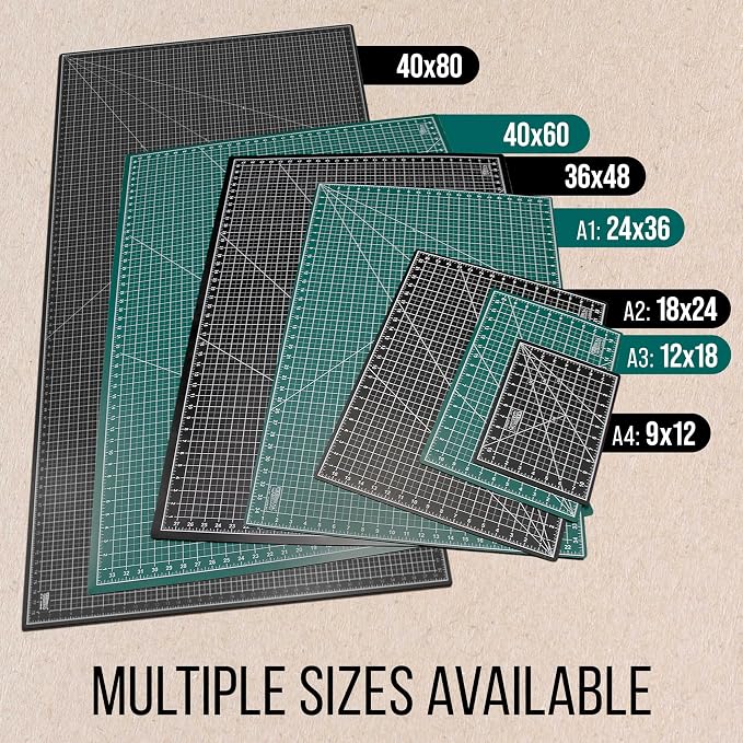 U.S. Art Supply 9"x12" Self-Healing Cutting Mat 5-Ply (2 Pack) Green/Black | Double-Sided Green/Black Craft Mat, Non-Slip Cutting Mats for Crafts, Sewing, Quilting, Scrapbooking