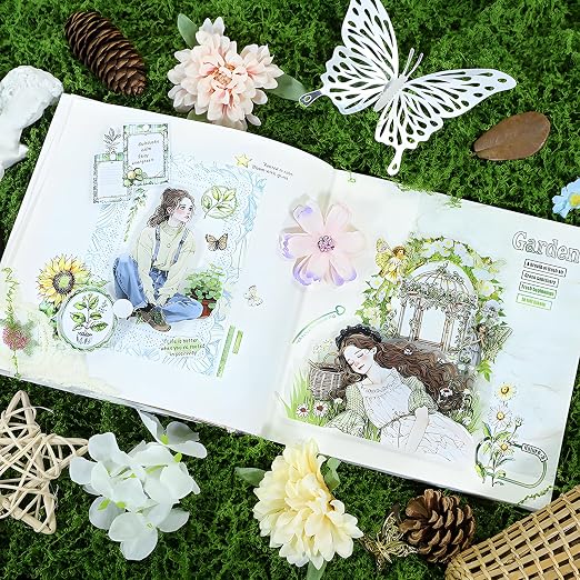 Snycler Pre-Cut PET Washi Tapes- 4 Rolls Green Gardening