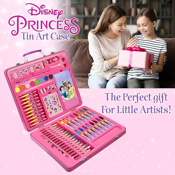 Disney Colored Pencils Art Supplies Kids Drawing Kit School Supplies Painting Kit Girls Drawing Pencils Art Kit Travel Case with Crayons Arts and Crafts for Kids 4-12