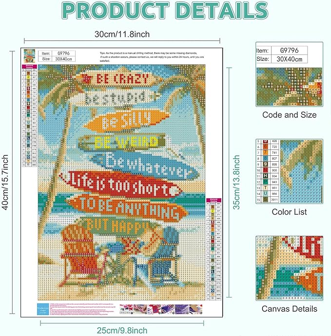 Beach Diamond Painting Kits for Adults - Landscape Diamond Art for Adults
