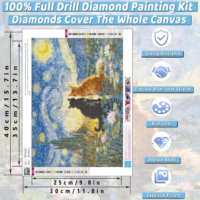 Black Cat Diamond Art Kits for Adults Cute Diamond Painting Kit Beginner