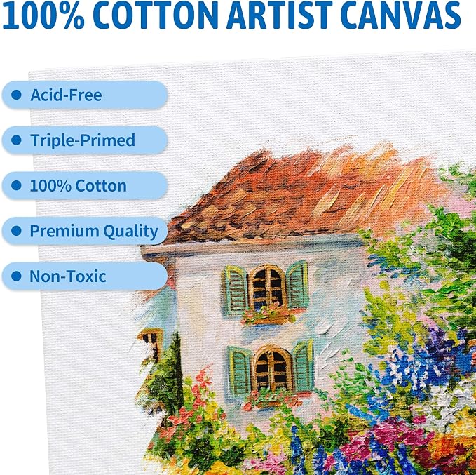 FIXSMITH Canvas Boards for Painting 8x10 Inch, Super Value 48 Pack Paint Canvases, White Blank Canvas Panels, 100% Cotton Primed, Painting Art Supplies