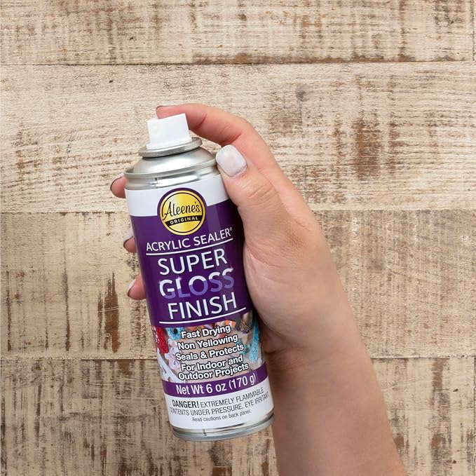 Aleene's Spray Acrylic Sealer, Super Gloss Clear Finish for DIY Crafts & Art Projects, Non-Yellowing, Fast Dry Time Super Glossy Finish 6 oz.