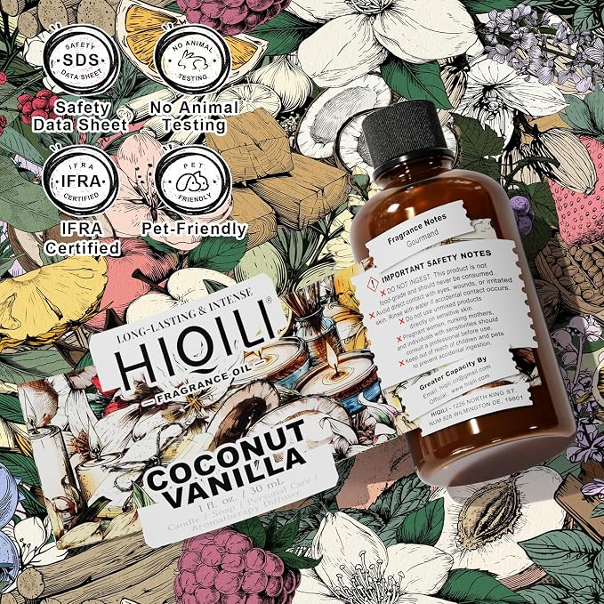 HIQILI Coconut Vanilla Fragrance Oil for Diffuser & Aromatherapy - 1 Fl Oz