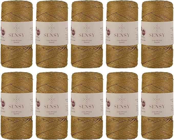S Sensy 2mm Sparkle - Premium Polypropylene Macrame Cord 10 Skeins Mustard