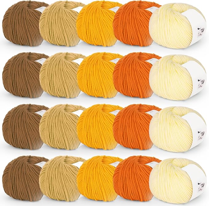 Katech 20 Skeins Cotton Yarn for Crocheting-Crochet Yarn Set-(Color E) | 55% Cotton 45% Acrylic#3 DK (Light)-Super Soft Milk Cotton Yarn-Great Crochet and Knitting Starter Kit for Colorful Craft