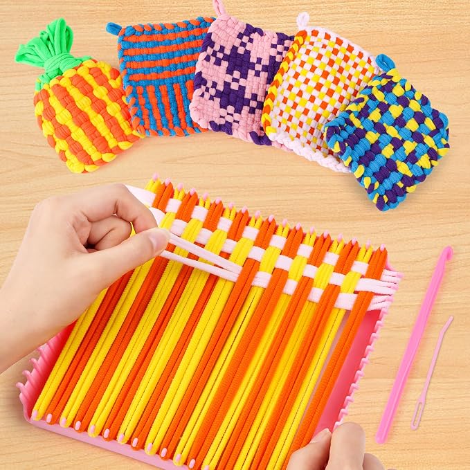 Weaving Loom Kit for Kids - DIY Potholder Craft Loops Set Girls Age 6-12