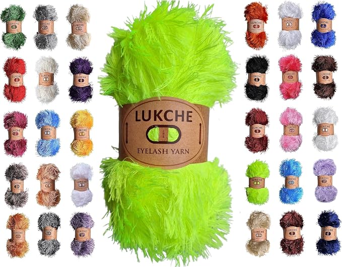 Eyelash Fun Fur Yarn Premium 100% Polyester 164 Yds (150 Mt), 3.53 Oz (100 Gr) Colorful Crochet Yarn Dıy Hand Knitting. (Neon Green, 1 Skein)