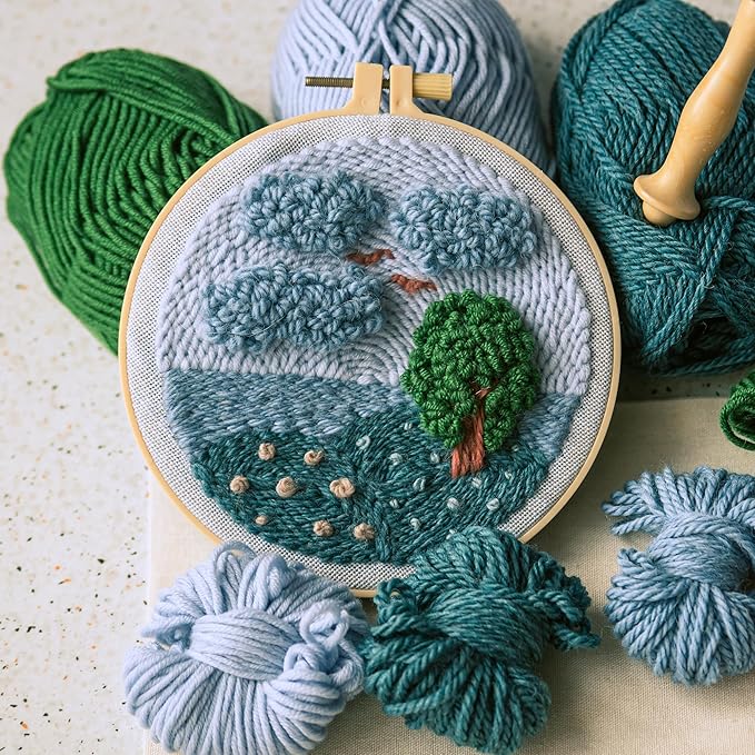 Caydo 6 Pieces Embroidery Hoops with 16 Pieces Needles, 3 Inch to 10 Inch | Cross Stitch Hoop Small Embroidery Hoop Set for Embroidery, Punch Needle, Craft Sewing and Ornaments