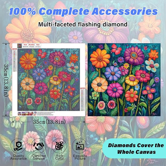 RYMILIE Flower Diamond Art Kits for Adults,Diamond Painting Wall Decor