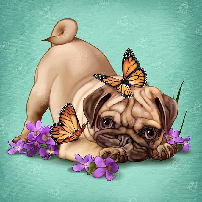 DIAMOND ART CLUB Butterfly Pug Diamond Art Kits for Adults