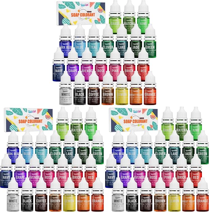 Soap Dye - 24 Color Food Grade Skin Safe Coloring for Bath Bomb and DIY Making Supplies - Liquid Concentrated Colorant Kit for Handmade Soaps and Crafts (Pack of 3)