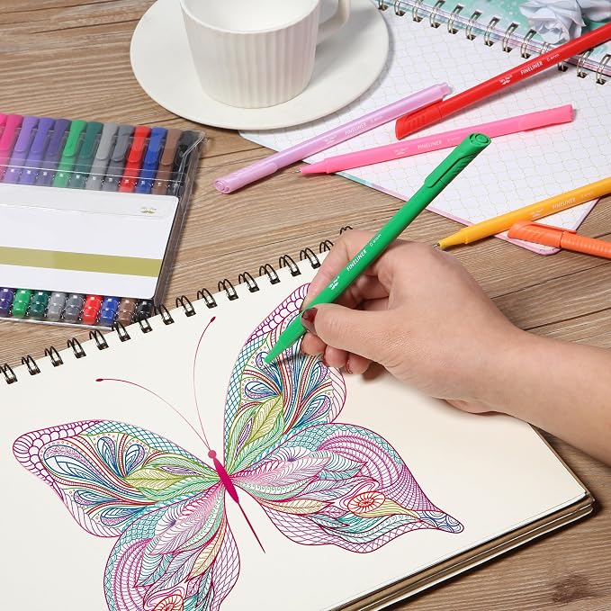 Mr. Pen- Colored Fineliner Pens, 18 Pack, 0.4mm | Ergonomic Triangular Barrels, Smooth Writing Pens for Journaling, Note-Taking, Coloring, Sketching, Planning & Art Projects