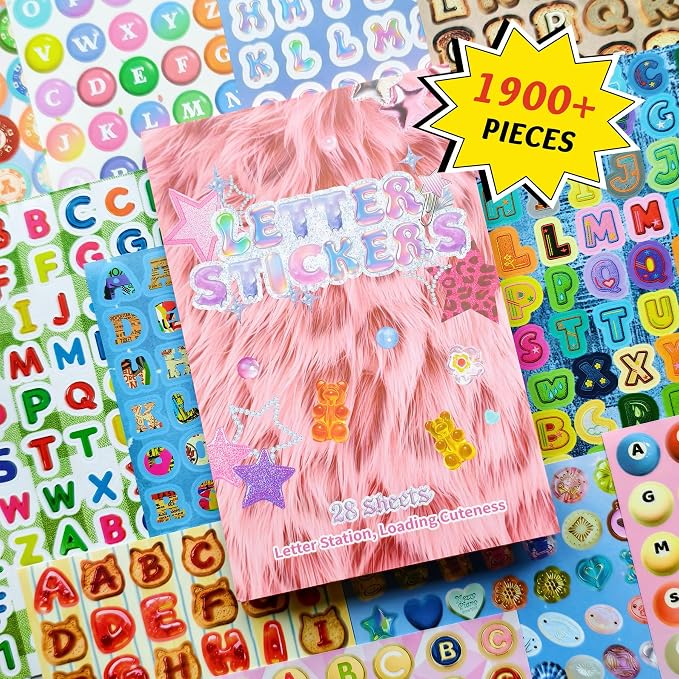 1900+Pcs Alphabet Letter Stickers Book for Journal Scrapbook Stickers