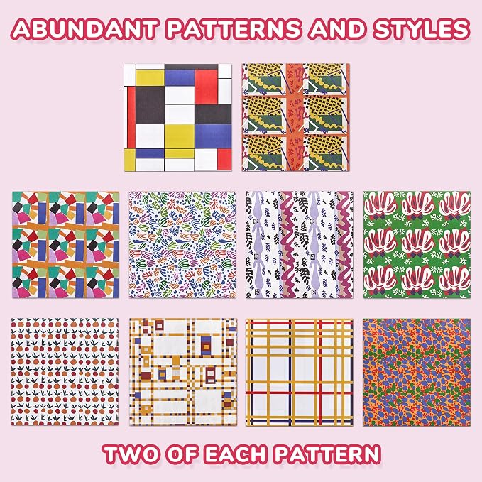 JoyCat Modern Art Patterned Origami Paper, 50 Double-Sided Sheets, 6x6 Inch | Double-sided abstract art patterns bring bold color and contemporary style to origami, collage, cards and paper crafts.