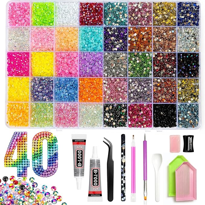 Bedazzling kit 38000Pcs Resin Jelly 40 Non-Repeating Colors 3mm Gems