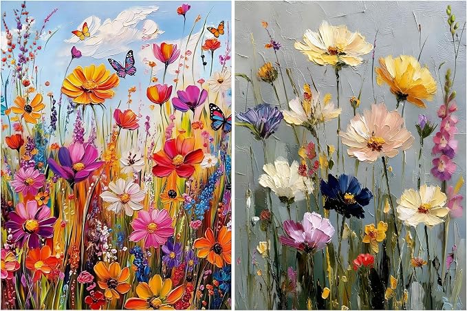 Amaieuin 2 Pack Flowers Diamond Art Kits for Adults Beginners 12x16in