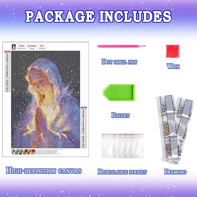 Leatrice 5D Religious Diamond Painting Kits for Adults 11.8x15.7 Inches
