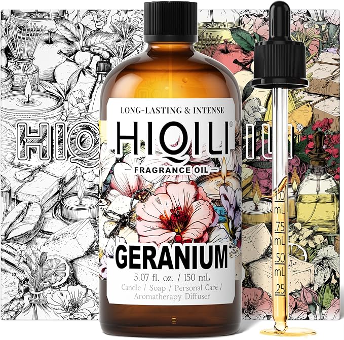 HIQILI Geranium Fragrance Oil for Diffuser & Soap Making - 5.07 Fl Oz