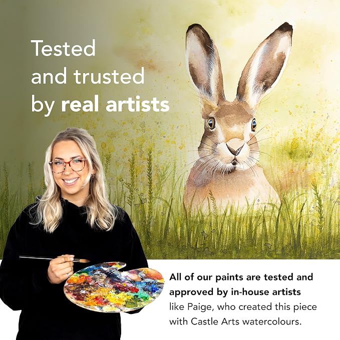 Castle Art Supplies 24 X 12ml Watercolor Paint Set for Adults - New Formula | Richer, intense colors in easy-squeeze tubes - just add water for smooth, vibrant results, presentation box included