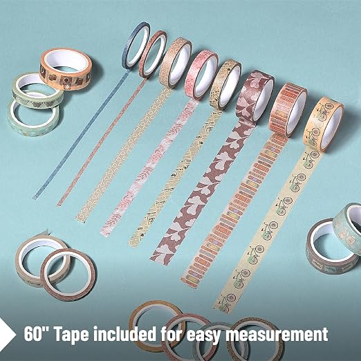 Mr. Pen- Washi Tape Set, 21 Rolls, Assorted Sizes, 5 Yards/Roll | Washi Tape for Scrapbook, Arts, Crafts, Journals and Planners, Vintage Charm Design