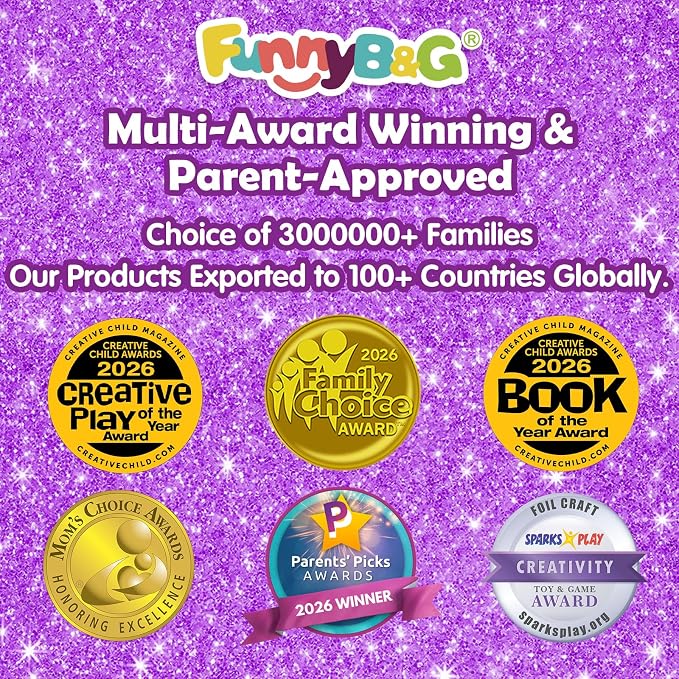 FUNNYB&G Foil Art Craft Kit for Kids, Sparkly Birthday Gift Toy for Girls | No Mess, Kids Ages 4-10 Create Sparkling Artwork, A Creative Gift for Birthdays, Holidays, Travel Activities,Screen-Free Fun