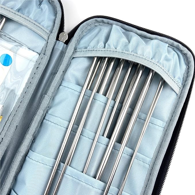 Mdoker Aluminum Knitting Needle Set with Case 22pcs Straight Single Pointed Kniting Needles 13.5inch Length Sweater Needles for DIY Knitting Projects(2mm-8mm) Knitting Set with Accessories