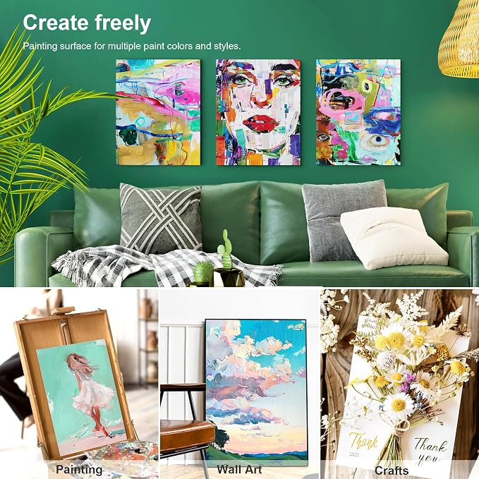 PHOENIX Small Painting Canvas Panels 4x5 Inch, 24 Bulk Pack - 8 Oz Triple Primed 100% Cotton Acid Free Canvas Boards for Painting, White Blank Flat Canvas Boards for Acrylic, Oil Paints