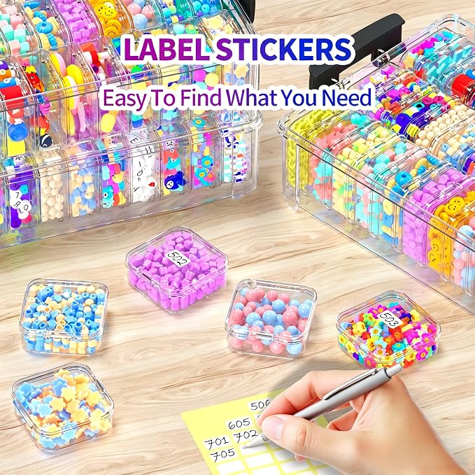 Bead Organizer Box 120 Pcs, 4-Tier Large Capacity Stackable Bead Storage Containers, Portable Plastic Craft Organizers for Jewelry Making, Bracelets, DIY, Nail Art Charms