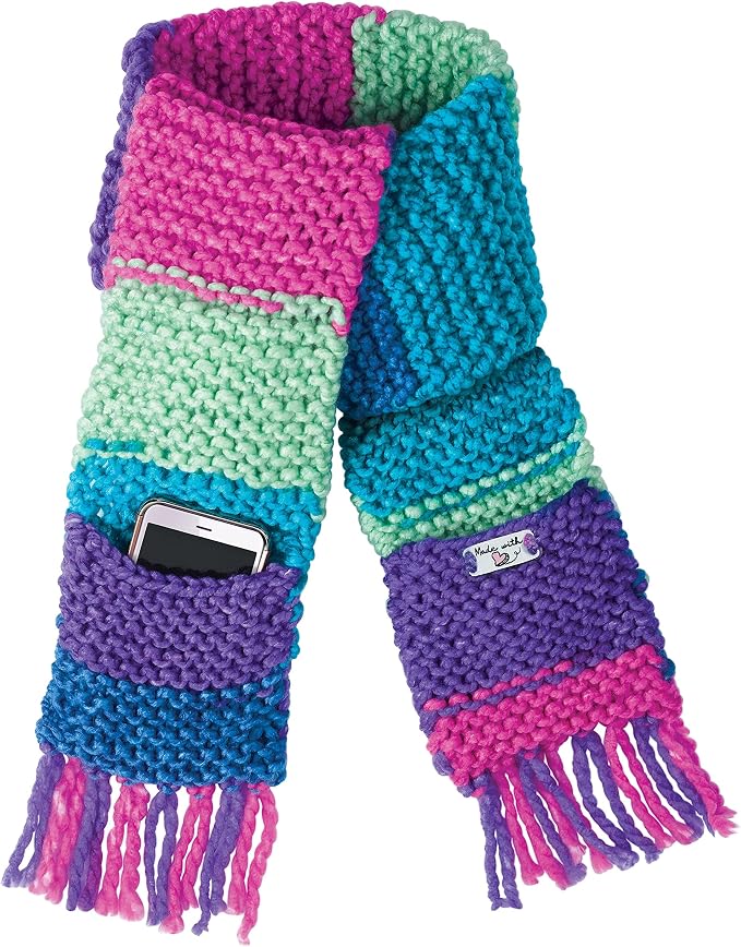 Creativity for Kids Learn to Knit Pocket Scarf - DIY Knitting Kit for Beginners, Kids Craft Kit