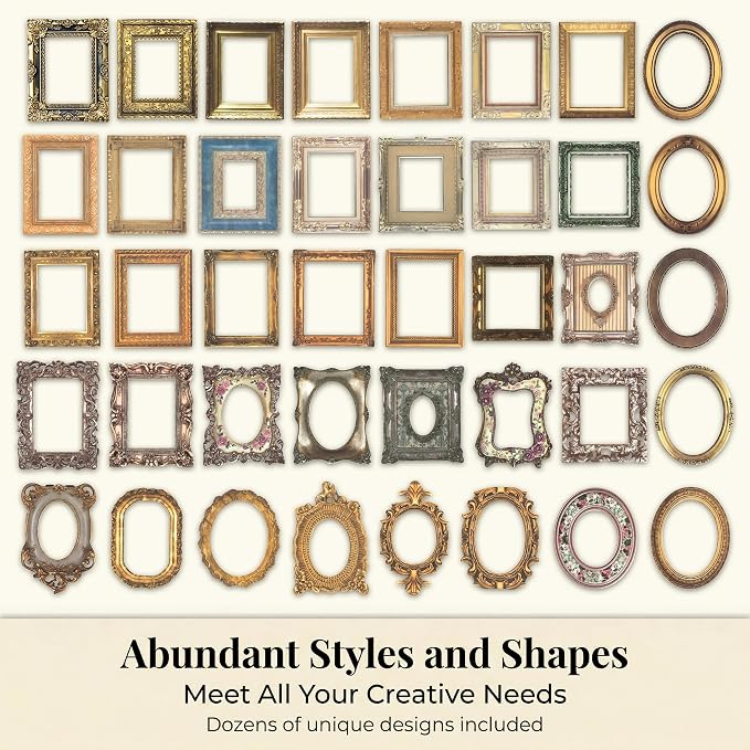 80 Pcs Vintage Baroque Frame Stickers for Scrapbooking, Aesthetic Antique Picture Frame Decorative Stickers, Self-Adhesive Junk Journal Supplies & Scrapbook Embellishments for Bullet Journal, Crafts