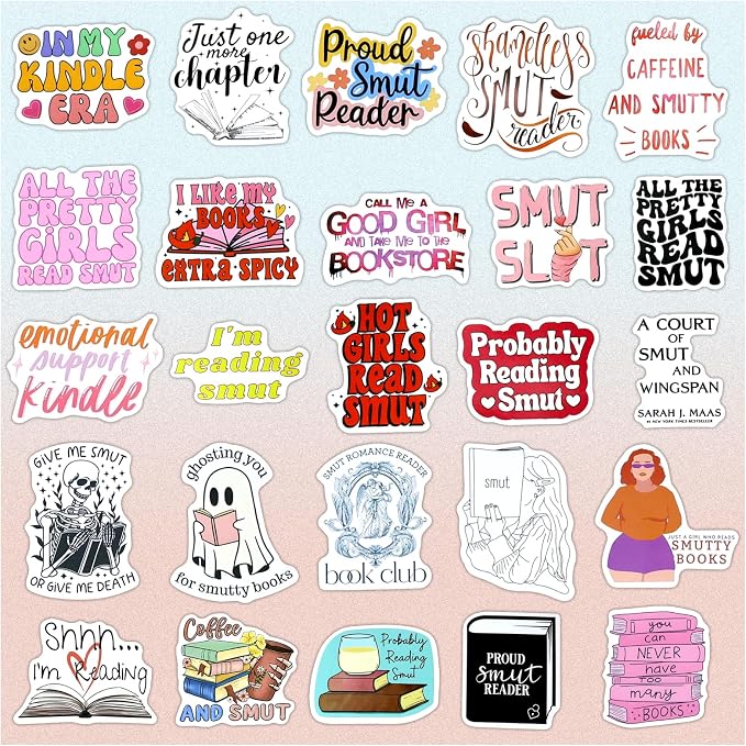 EOAOD 100 Book Stickers for Kindle, Smutty Bookish Stickers for Adults | Waterproof Vinyl for Laptops, Water Bottles, Journals and E-Readers, Made for Romance Fans, Book Lovers and BookTok Gifts