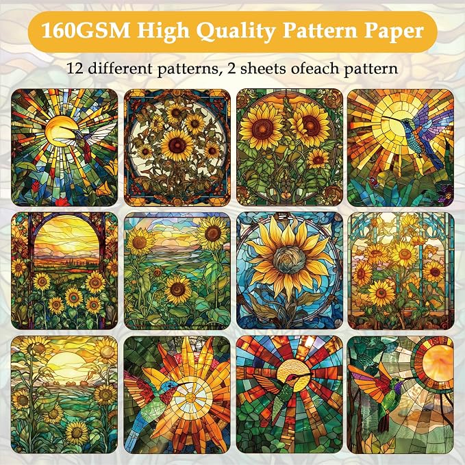24 Sheets 6"x6" Scrapbook Paper Single-Sided Pattern Decorative Paper