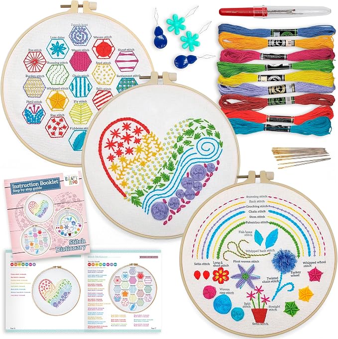 Heart Embroidery Kit for Beginners - Stamped Cross Stitch for Adults