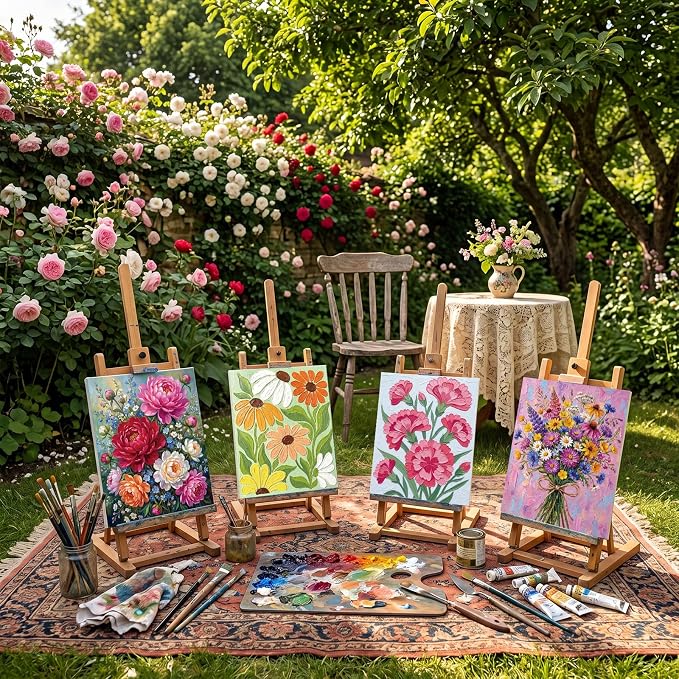 Sherr 24 Pcs Pre Drawn Canvas for Adult, Abstract Flower, 8 x 10 Inch