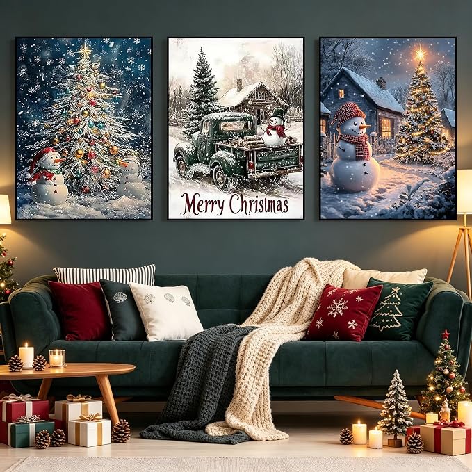 Christmas Diamond Art Kits for Adults, 3 Packs Diamond Art Painting Kits