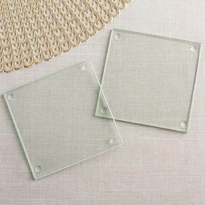 Kate Aspen Clear Glass Drink Coasters Set of 48 - DIY Sublimation Blanks for Drink Coasters, Wedding Favors, Home Décor, Bridal Shower Gifts, Fall Decorations, Bar Coasters, and Party Craft Supplies