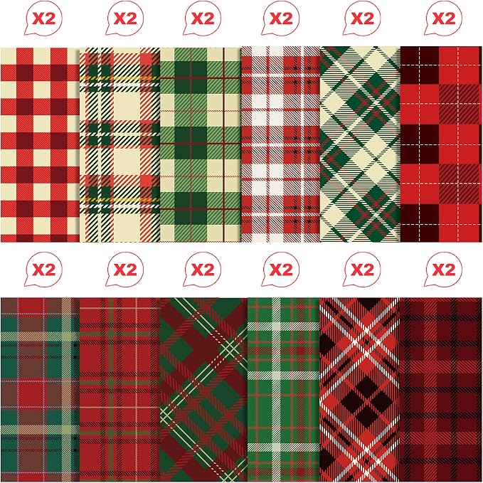 Christmas Scrapbook Paper Merry Christmas Patterned Paper 12×12 , 24 Sheets Double-Sided Red Green Decorative Craft Journaling Papers for Holiday Cardmaking DIY Origami Craft Papers.