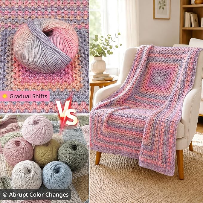 Coopay Gradient Crochet Kit for Beginners Adults, Granny Square Blanket Kit
