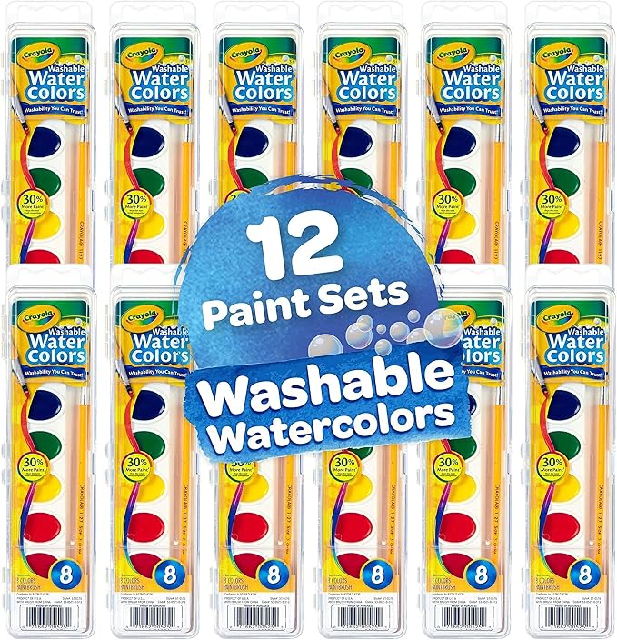 Crayola Washable Watercolor Paint Sets for Kids & Teachers (12ct), Bulk Classroom School Supplies for Preschool & Kindergarten, Wishlist Essentials, Crafting Activities for Toddlers | Watercolor Paint Sets for Kids, Teachers Classroom School Supplies, ...